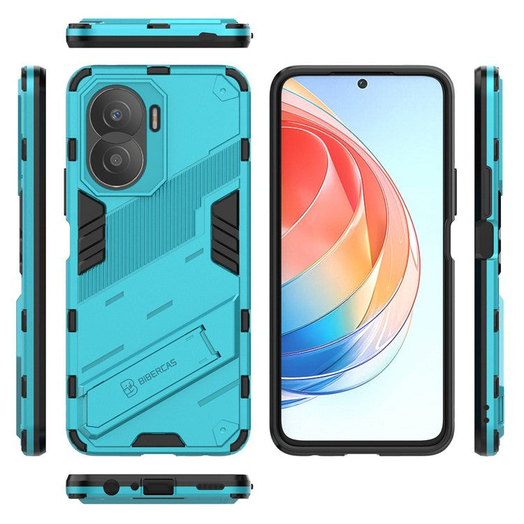 For Honor X40i 5G Shock Absorbing Hybrid TPU + PC Phone Case Kickstand Feature Back Cover - Baby Blue