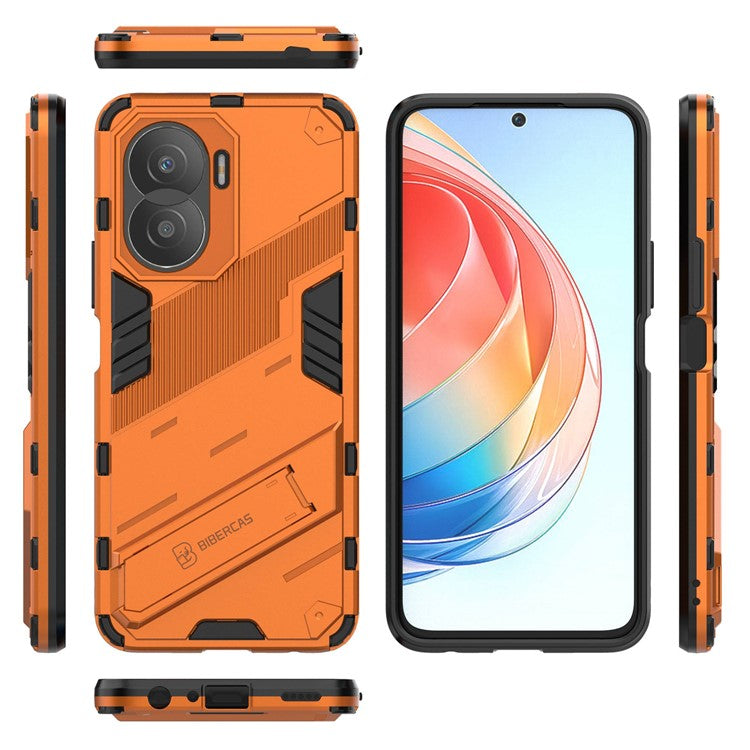 For Honor X40i 5G Shock Absorbing Hybrid TPU + PC Phone Case Kickstand Feature Back Cover - Orange