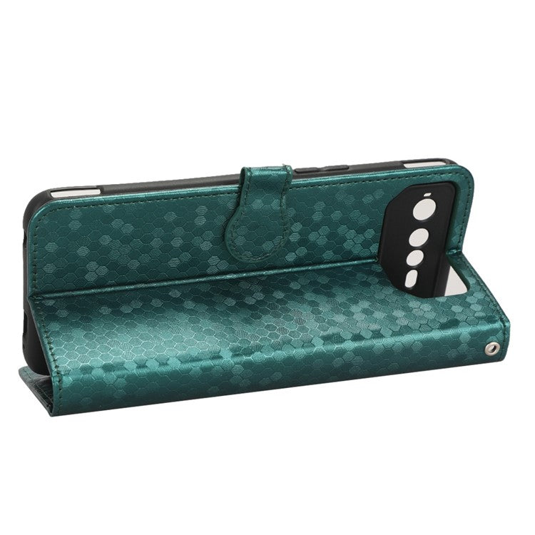 For Asus ROG Phone 6 5G Dot Pattern Imprinted Shockproof Phone Cover PU Leather TPU Case with Stand Wallet - Green