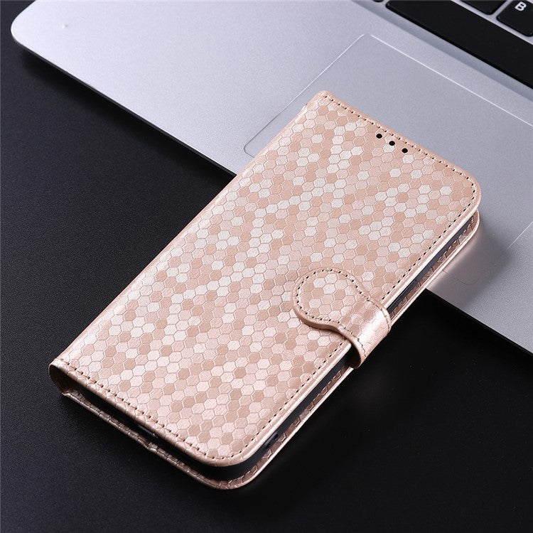 For Asus Zenfone 9 5G Magnetic Clasp Dot Pattern Imprinted PU Leather Stand Case Anti-drop Wallet Phone Cover - Rose Gold