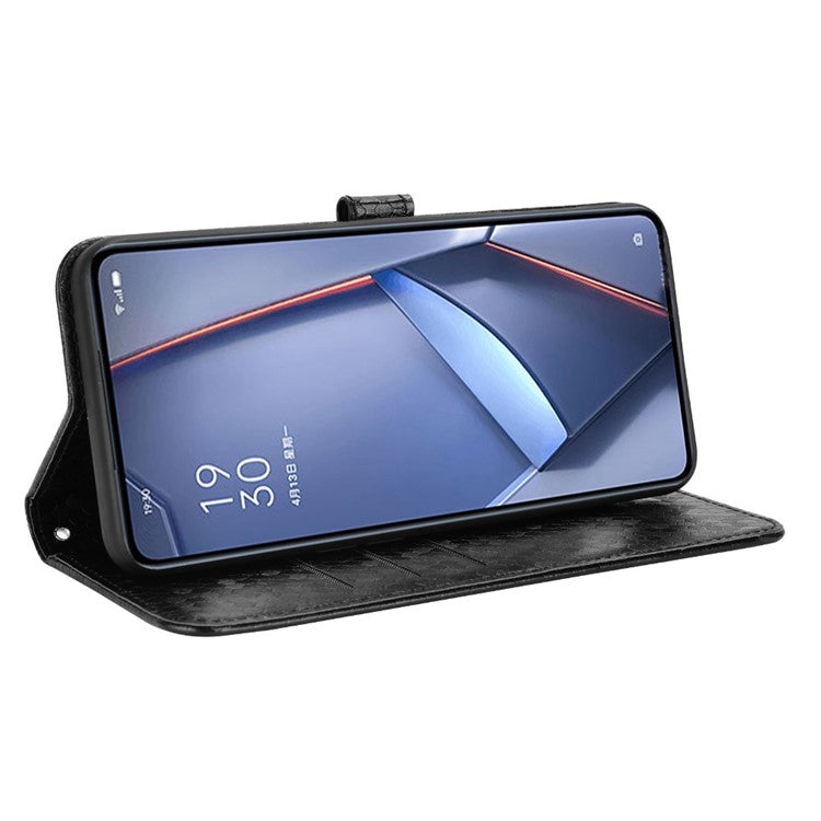 For Asus Zenfone 9 5G Magnetic Clasp Dot Pattern Imprinted PU Leather Stand Case Anti-drop Wallet Phone Cover - Black