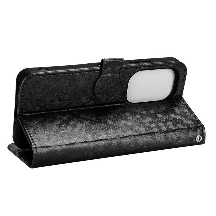 For Asus Zenfone 9 5G Magnetic Clasp Dot Pattern Imprinted PU Leather Stand Case Anti-drop Wallet Phone Cover - Black