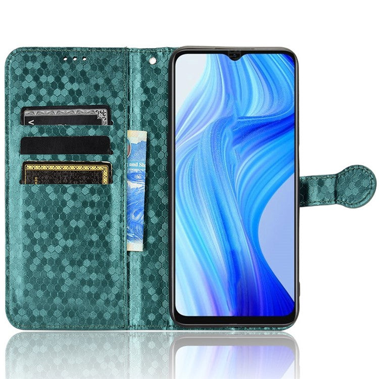 For Realme V20 5G Dot Pattern Imprinted Phone Cover PU Leather TPU Stand Wallet Full Protection Case - Green