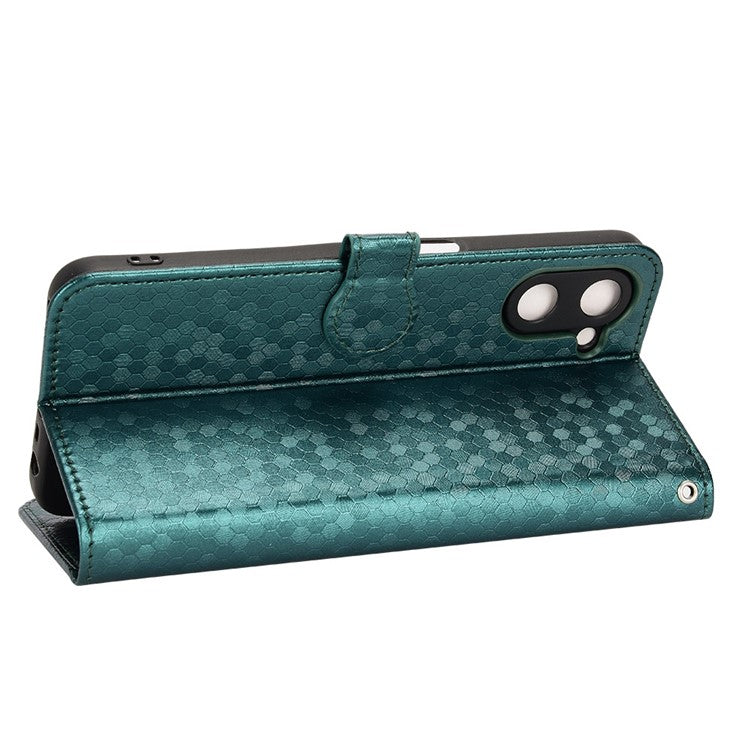 For Realme V20 5G Dot Pattern Imprinted Phone Cover PU Leather TPU Stand Wallet Full Protection Case - Green