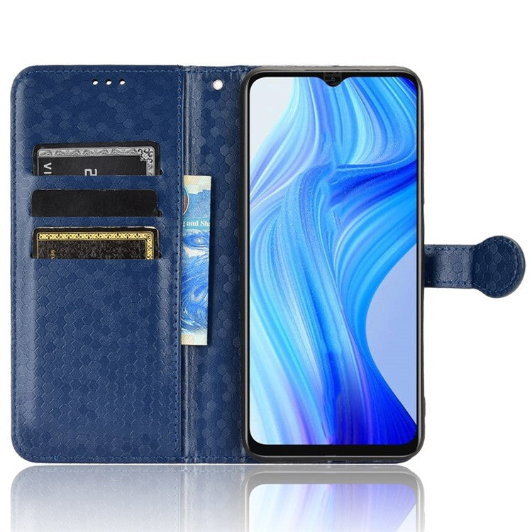 For Realme V20 5G Dot Pattern Imprinted Phone Cover PU Leather TPU Stand Wallet Full Protection Case - Sapphire