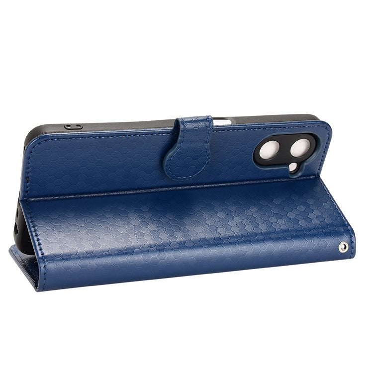 For Realme V20 5G Dot Pattern Imprinted Phone Cover PU Leather TPU Stand Wallet Full Protection Case - Sapphire