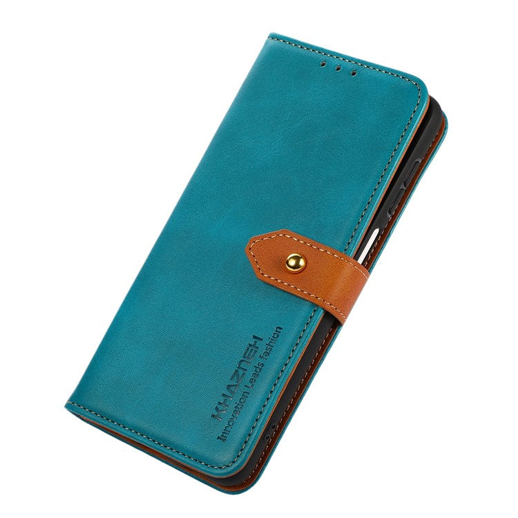 KHAZNEH for OnePlus 10T 5G / Ace Pro 5G Golden Magnetic Buckle Phone Cover, Dual Color Stand Function Wallet PU Leather Case - Blue
