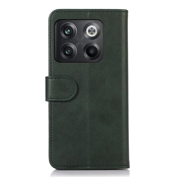 For OnePlus 10T 5G / Ace Pro 5G Anti-collision Magnetic Clasp Cowhide Textured Phone Wallet Case PU Leather Flip Cover Viewing Stand - Green