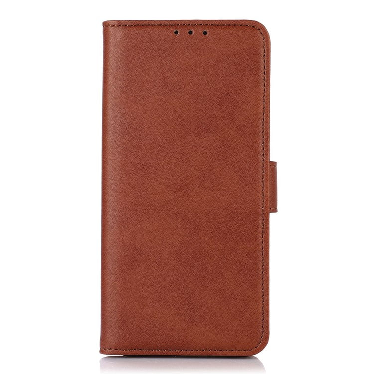 For OnePlus 10T 5G / Ace Pro 5G Anti-collision Magnetic Clasp Cowhide Textured Phone Wallet Case PU Leather Flip Cover Viewing Stand - Brown