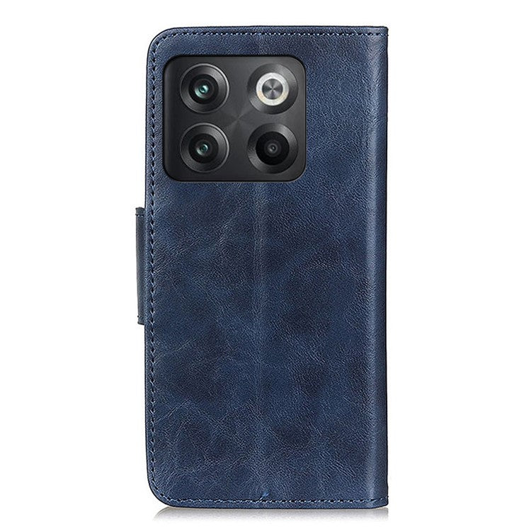 For OnePlus 10T 5G / Ace Pro 5G Split Leather Mobile Phone Cover Supporting Stand Smartphone Case Crazy Horse Texture Wallet Cellphone Shell - Blue