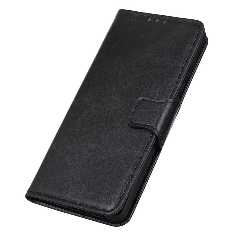 For OnePlus 10T 5G / Ace Pro 5G Anti-scratch Crazy Horse Texture Split Leather Case Wallet Stand Function Magnetic Mobile Phone Shell - Black