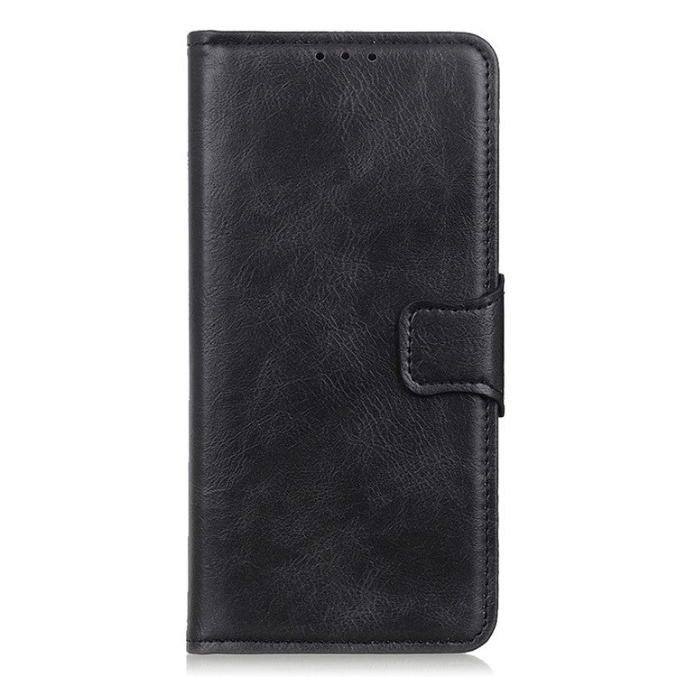 For OnePlus 10T 5G / Ace Pro 5G Anti-scratch Crazy Horse Texture Split Leather Case Wallet Stand Function Magnetic Mobile Phone Shell - Black