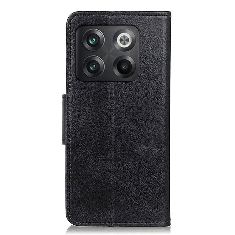 For OnePlus 10T 5G / Ace Pro 5G Anti-scratch Crazy Horse Texture Split Leather Case Wallet Stand Function Magnetic Mobile Phone Shell - Black