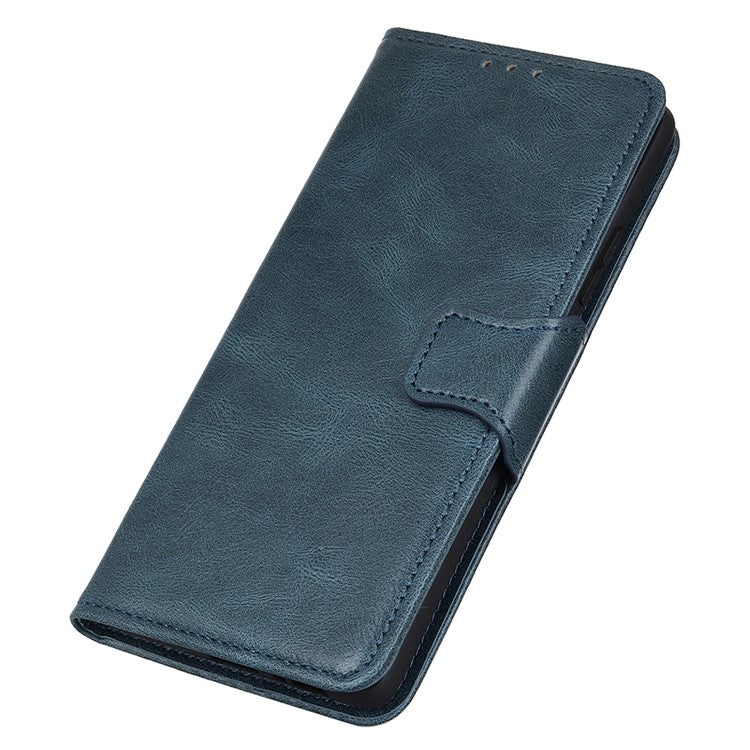 For OnePlus 10T 5G / Ace Pro 5G Anti-scratch Crazy Horse Texture Split Leather Case Wallet Stand Function Magnetic Mobile Phone Shell - Blue