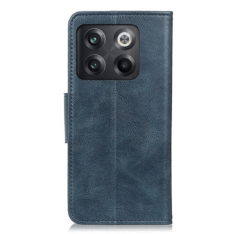 For OnePlus 10T 5G / Ace Pro 5G Anti-scratch Crazy Horse Texture Split Leather Case Wallet Stand Function Magnetic Mobile Phone Shell - Blue