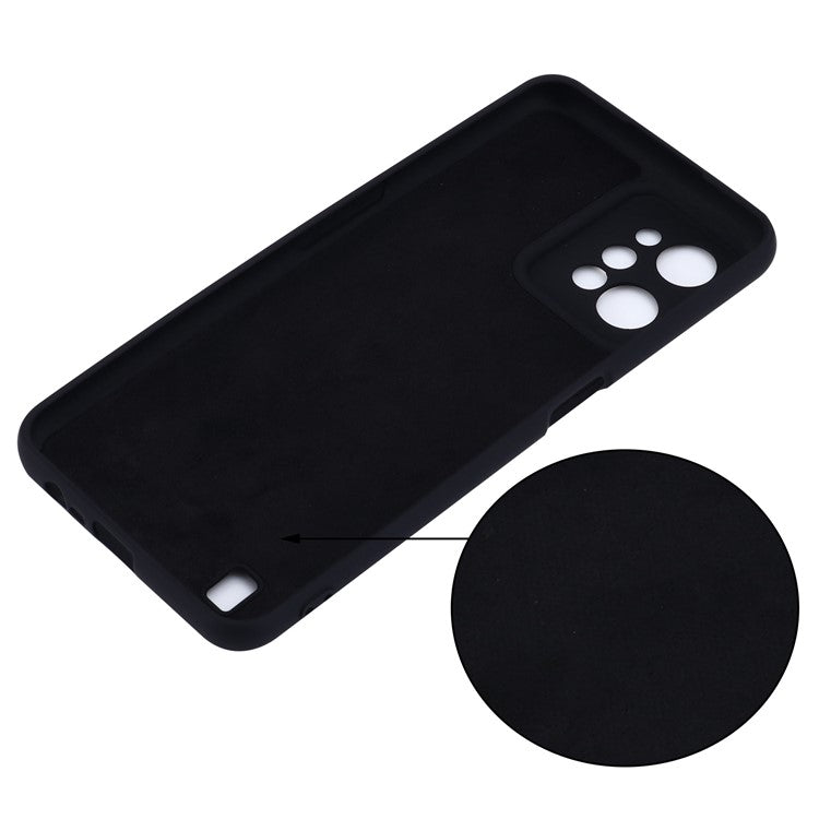 For Realme C31 Liquid Silicone Phone Case, Thickening Design Soft Microfiber Lining Cushion Anti-Scratch Protective Cover - Black