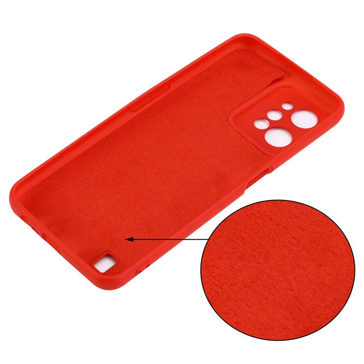 For Realme C31 Liquid Silicone Phone Case, Thickening Design Soft Microfiber Lining Cushion Anti-Scratch Protective Cover - Red
