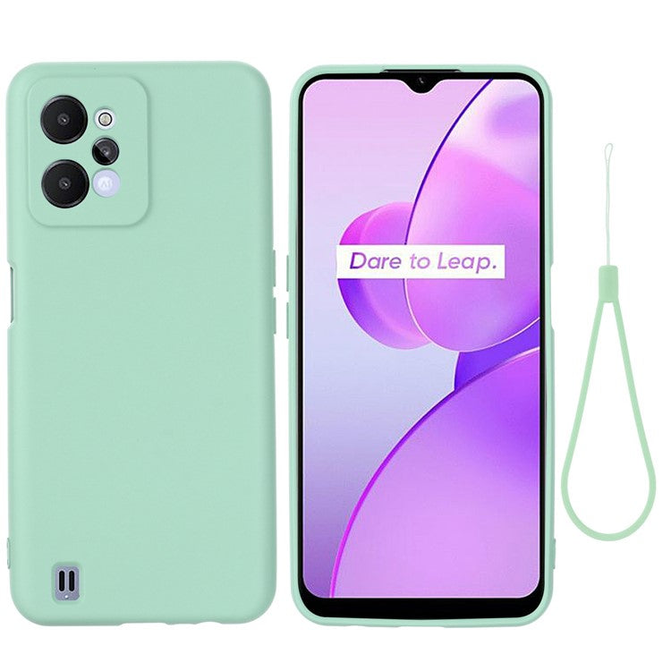 For Realme C31 Liquid Silicone Phone Case, Thickening Design Soft Microfiber Lining Cushion Anti-Scratch Protective Cover - Green
