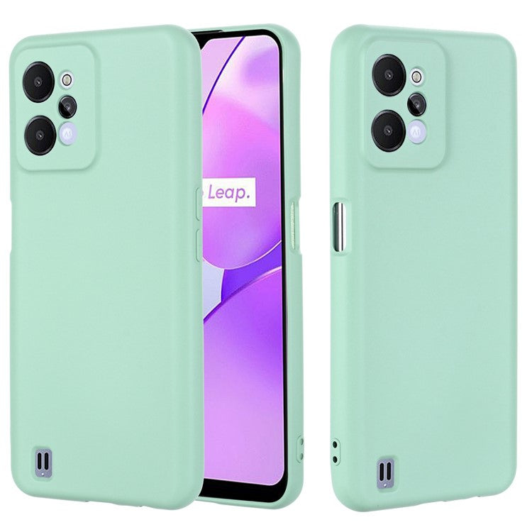 For Realme C31 Liquid Silicone Phone Case, Thickening Design Soft Microfiber Lining Cushion Anti-Scratch Protective Cover - Green