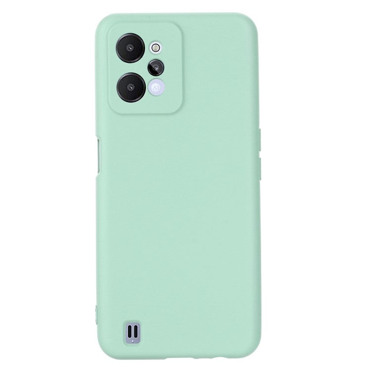 For Realme C31 Liquid Silicone Phone Case, Thickening Design Soft Microfiber Lining Cushion Anti-Scratch Protective Cover - Green