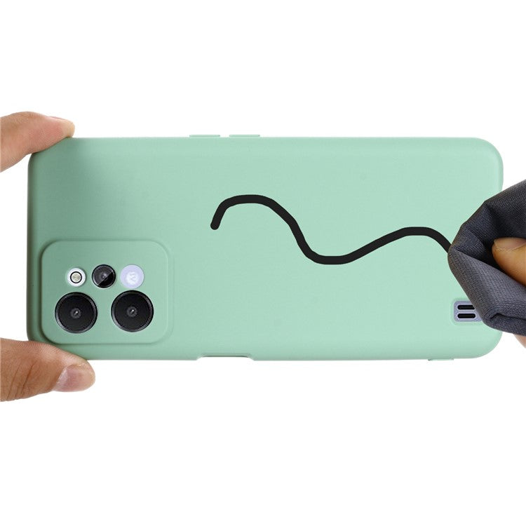 For Realme C31 Liquid Silicone Phone Case, Thickening Design Soft Microfiber Lining Cushion Anti-Scratch Protective Cover - Green
