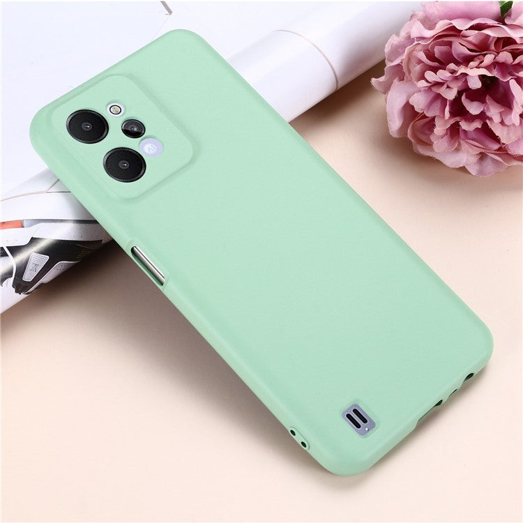 For Realme C31 Liquid Silicone Phone Case, Thickening Design Soft Microfiber Lining Cushion Anti-Scratch Protective Cover - Green