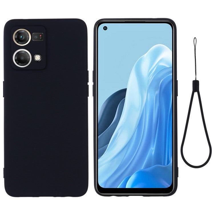 Liquid Silicone Phone Case for Oppo Reno7 4G / F21 Pro 4G, Thickening Design Soft Microfiber Lining Cushion Anti-Scratch Protective Cover - Black