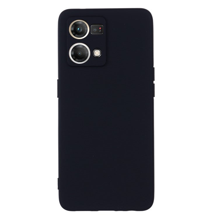 Liquid Silicone Phone Case for Oppo Reno7 4G / F21 Pro 4G, Thickening Design Soft Microfiber Lining Cushion Anti-Scratch Protective Cover - Black