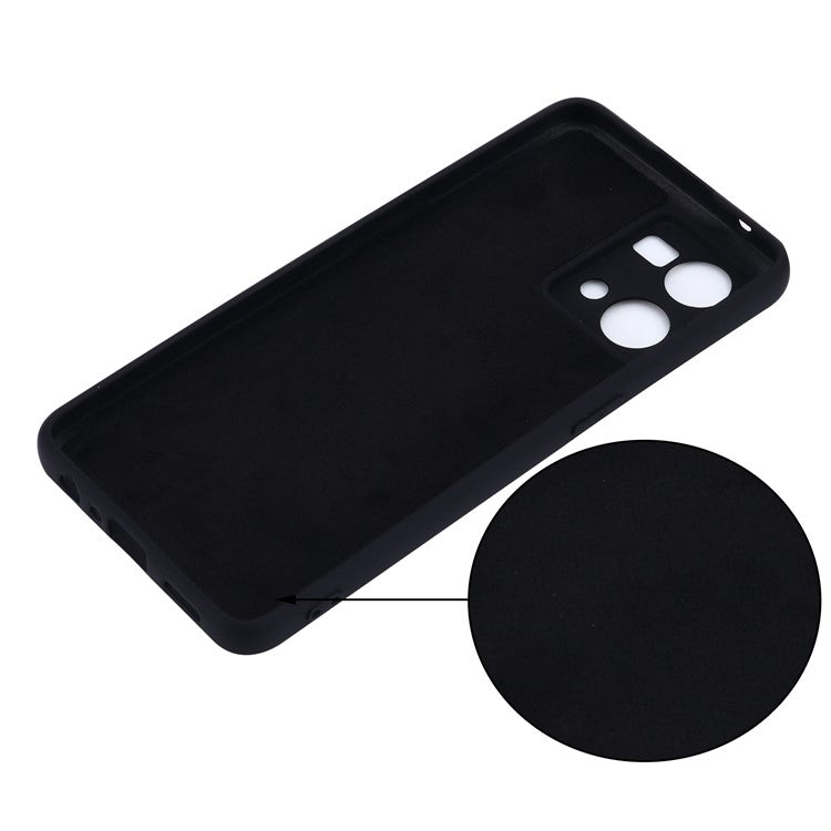 Liquid Silicone Phone Case for Oppo Reno7 4G / F21 Pro 4G, Thickening Design Soft Microfiber Lining Cushion Anti-Scratch Protective Cover - Black