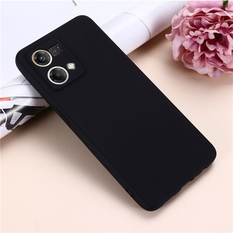 Liquid Silicone Phone Case for Oppo Reno7 4G / F21 Pro 4G, Thickening Design Soft Microfiber Lining Cushion Anti-Scratch Protective Cover - Black
