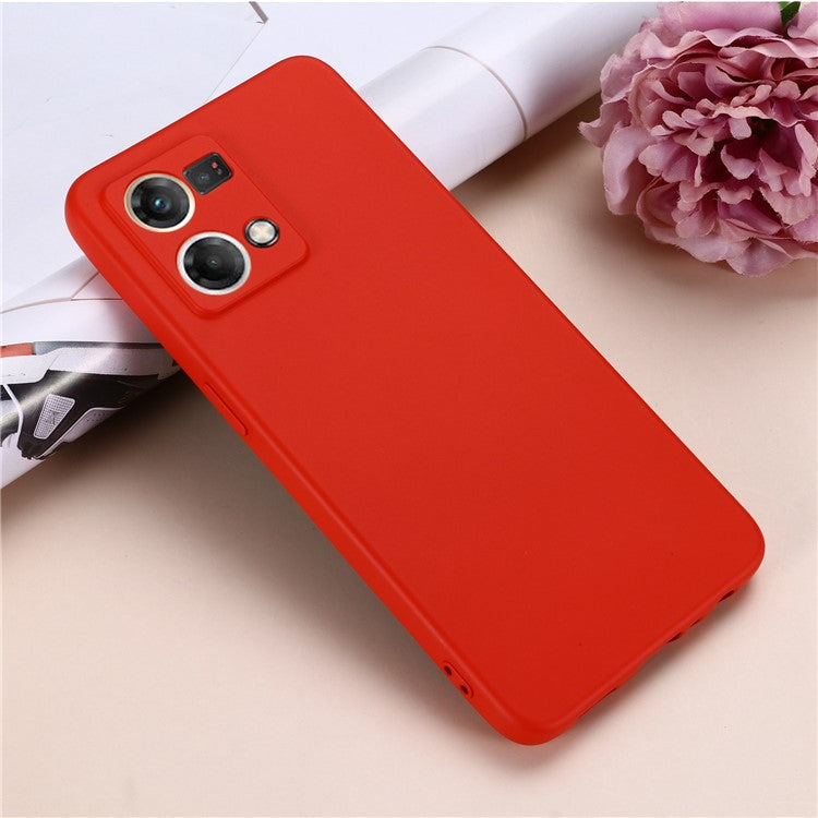 Liquid Silicone Phone Case for Oppo Reno7 4G / F21 Pro 4G, Thickening Design Soft Microfiber Lining Cushion Anti-Scratch Protective Cover - Red