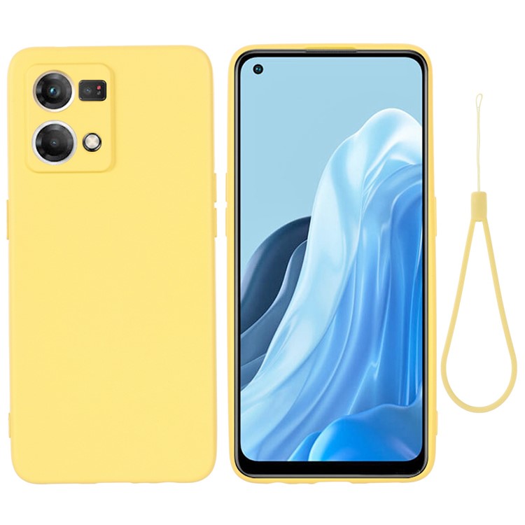 Liquid Silicone Phone Case for Oppo Reno7 4G / F21 Pro 4G, Thickening Design Soft Microfiber Lining Cushion Anti-Scratch Protective Cover - Yellow