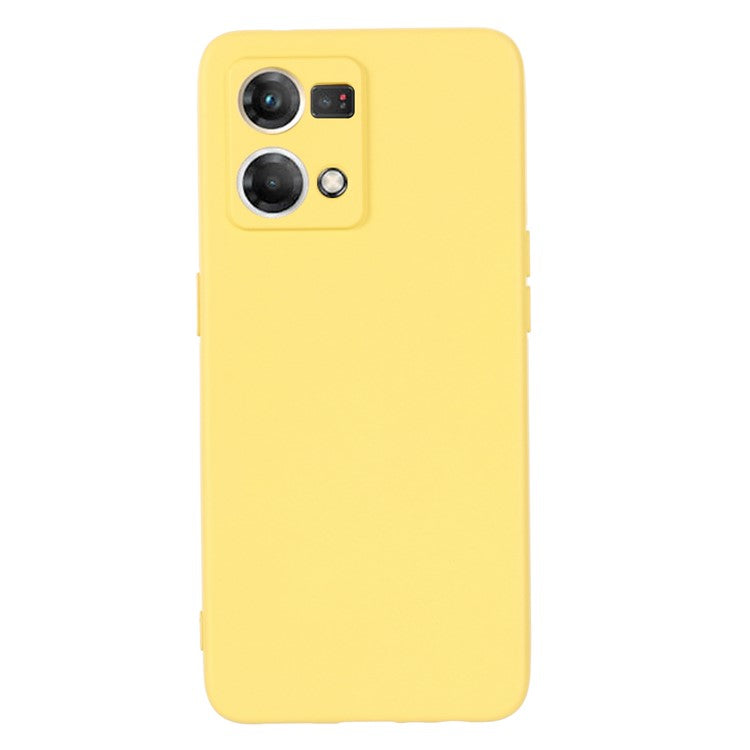 Liquid Silicone Phone Case for Oppo Reno7 4G / F21 Pro 4G, Thickening Design Soft Microfiber Lining Cushion Anti-Scratch Protective Cover - Yellow