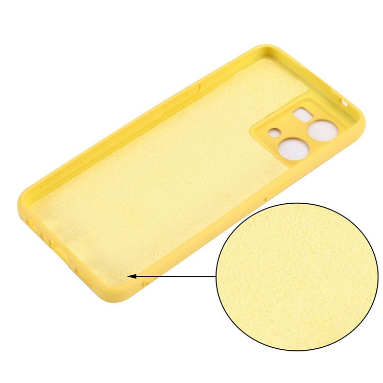 Liquid Silicone Phone Case for Oppo Reno7 4G / F21 Pro 4G, Thickening Design Soft Microfiber Lining Cushion Anti-Scratch Protective Cover - Yellow
