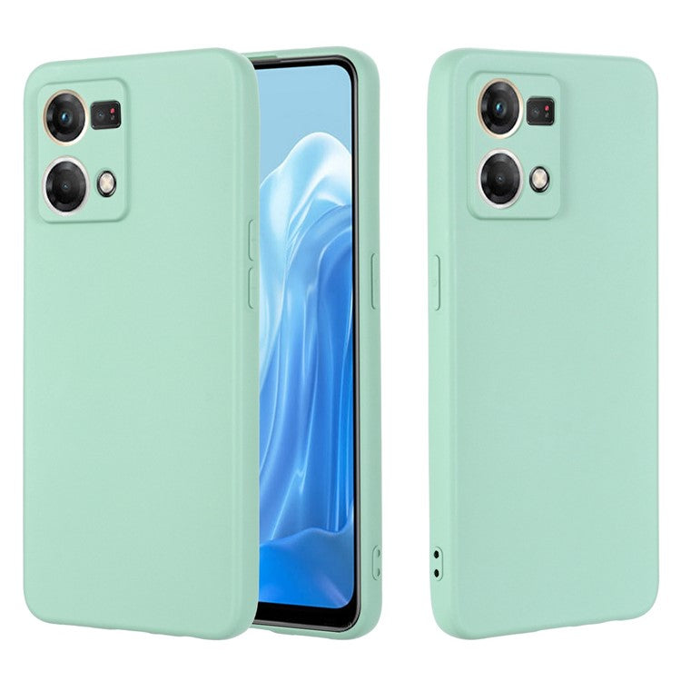 Liquid Silicone Phone Case for Oppo Reno7 4G / F21 Pro 4G, Thickening Design Soft Microfiber Lining Cushion Anti-Scratch Protective Cover - Green