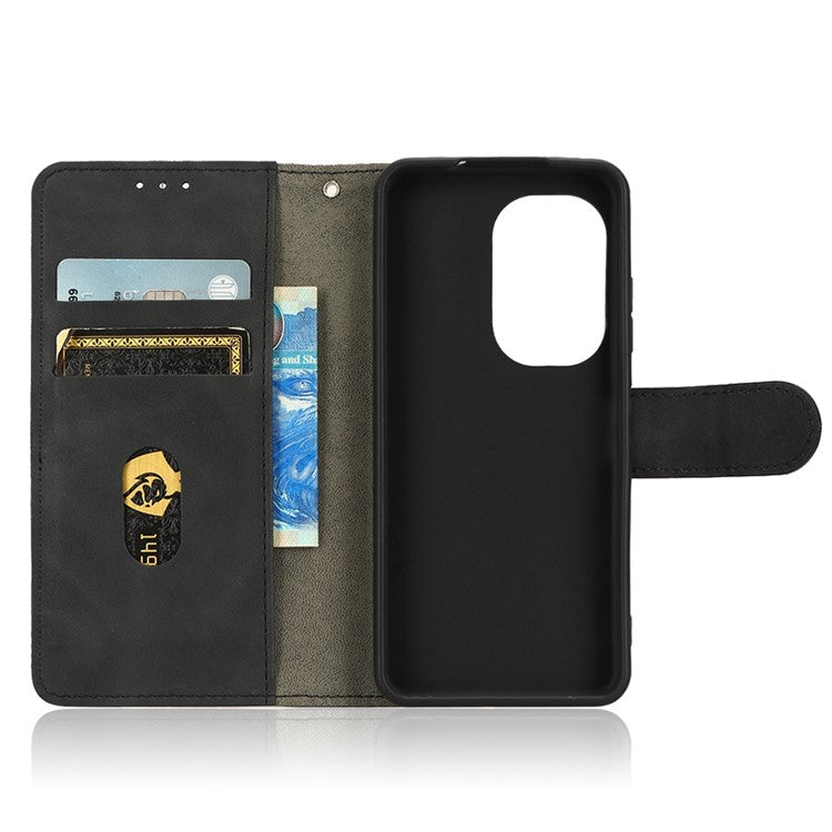 For Asus Zenfone 9 5G Skin-Touch Feeling Phone Wallet Stand Case PU Leather Magnetic Clasp Shockproof Cover - Black