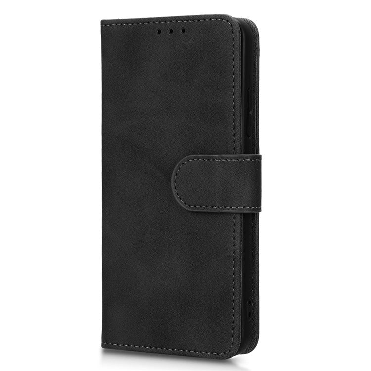 For Asus Zenfone 9 5G Skin-Touch Feeling Phone Wallet Stand Case PU Leather Magnetic Clasp Shockproof Cover - Black