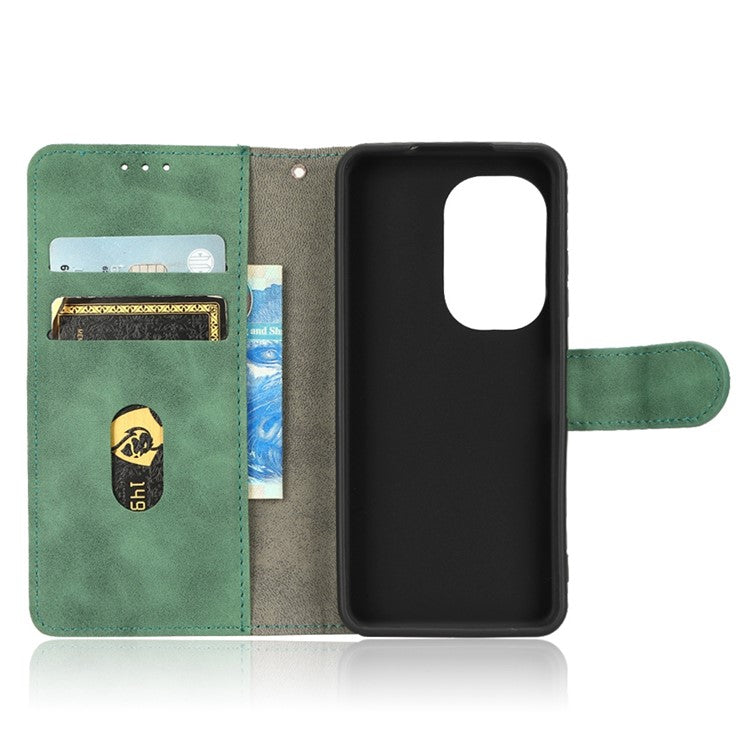 For Asus Zenfone 9 5G Skin-Touch Feeling Phone Wallet Stand Case PU Leather Magnetic Clasp Shockproof Cover - Green