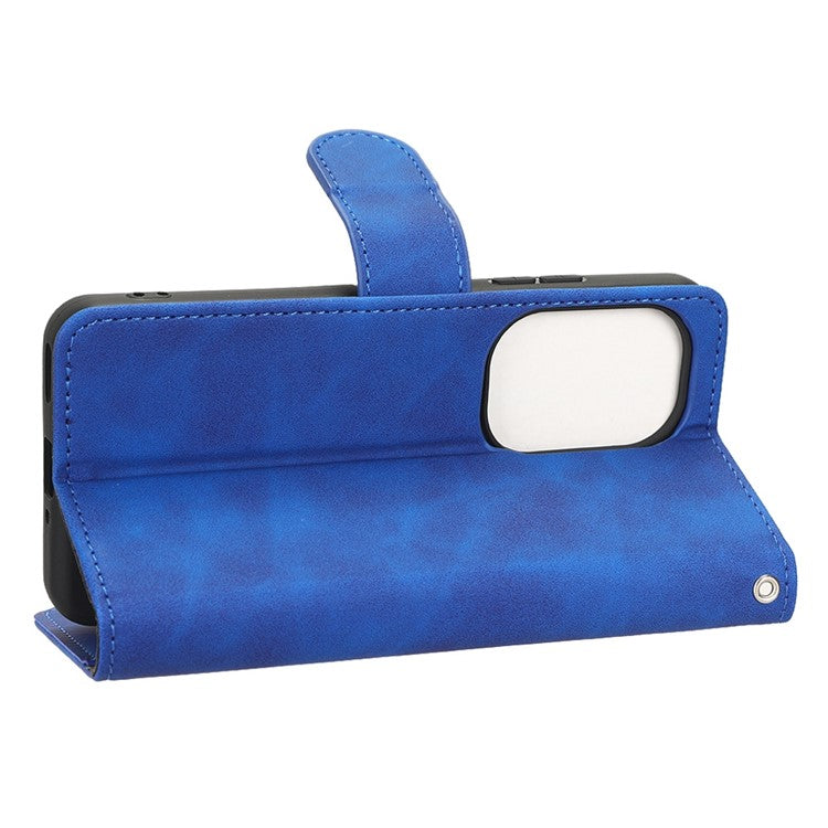 For Asus Zenfone 9 5G Skin-Touch Feeling Phone Wallet Stand Case PU Leather Magnetic Clasp Shockproof Cover - Blue