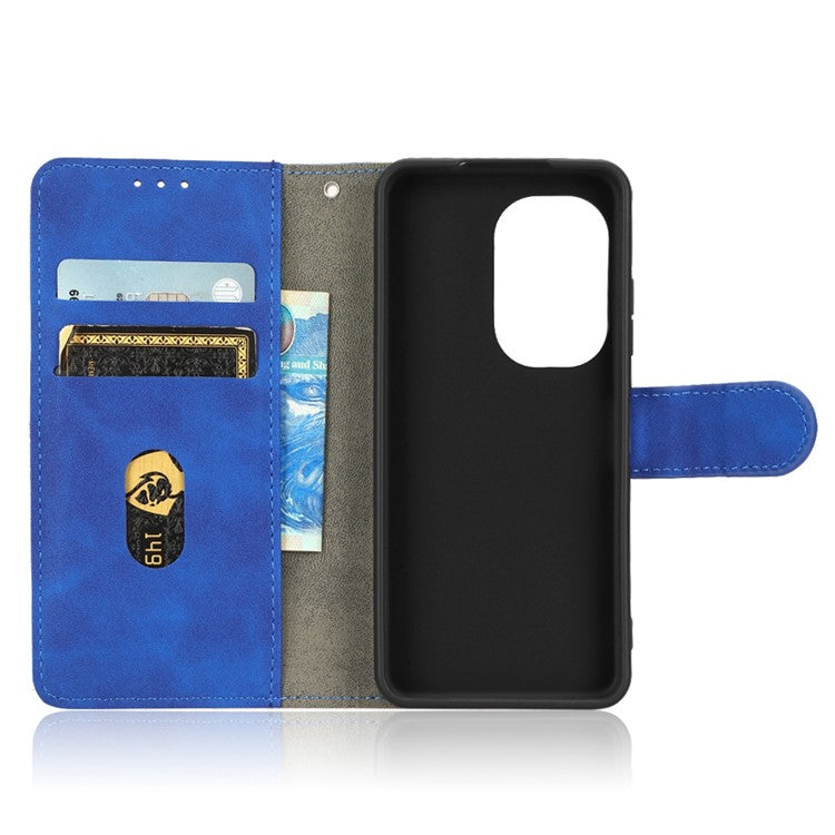 For Asus Zenfone 9 5G Skin-Touch Feeling Phone Wallet Stand Case PU Leather Magnetic Clasp Shockproof Cover - Blue