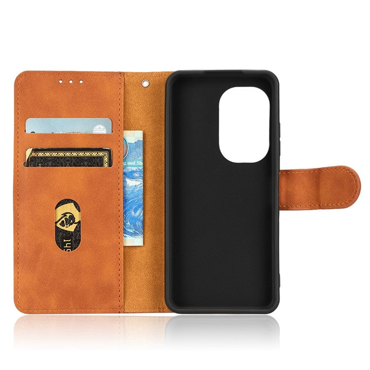 For Asus Zenfone 9 5G Skin-Touch Feeling Phone Wallet Stand Case PU Leather Magnetic Clasp Shockproof Cover - Brown