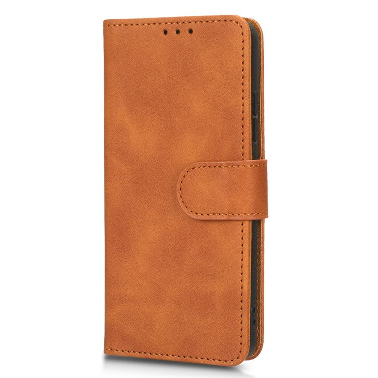 For Asus Zenfone 9 5G Skin-Touch Feeling Phone Wallet Stand Case PU Leather Magnetic Clasp Shockproof Cover - Brown