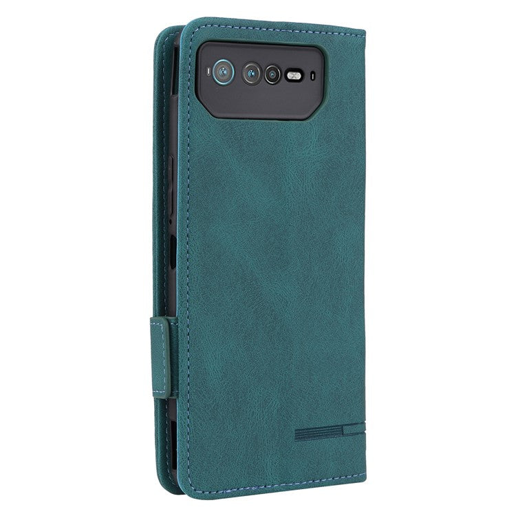 Hardware Decor Phone Case for Asus ROG Phone 6 5G, Dual Magnetic Clasp PU Leather Anti-drop Wallet Stand Shell - Blue