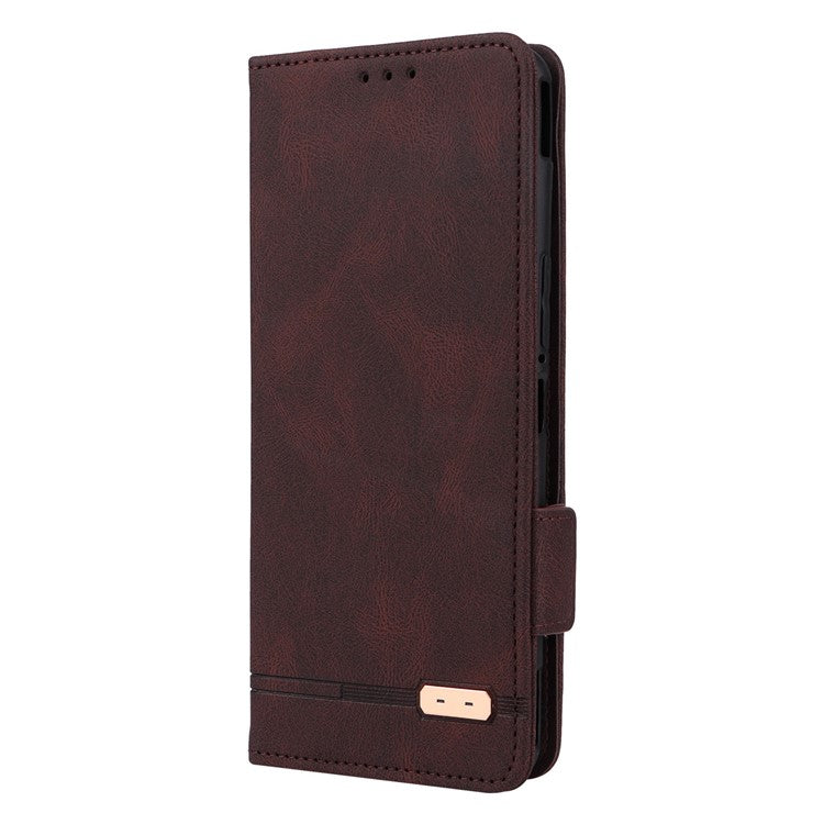Hardware Decor Phone Case for Asus ROG Phone 6 5G, Dual Magnetic Clasp PU Leather Anti-drop Wallet Stand Shell - Coffee
