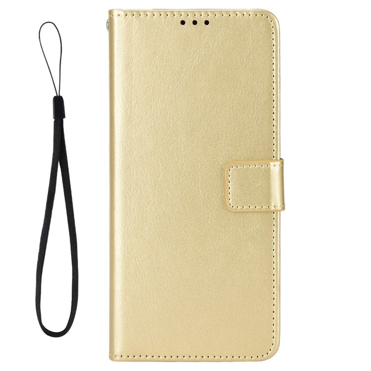 For TECNO Pova 3 4G Shockproof Phone Flip Wallet Case Stand Crazy Horse Texture PU Leather Mobile Phone Protective Cover - Gold
