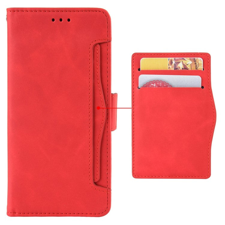 For TECNO Pova 3 4G Multiple Card Slots Fully Wrapped PU Leather Flip Stand Wallet Case Dual Magnetic Clasp Phone Cover - Red