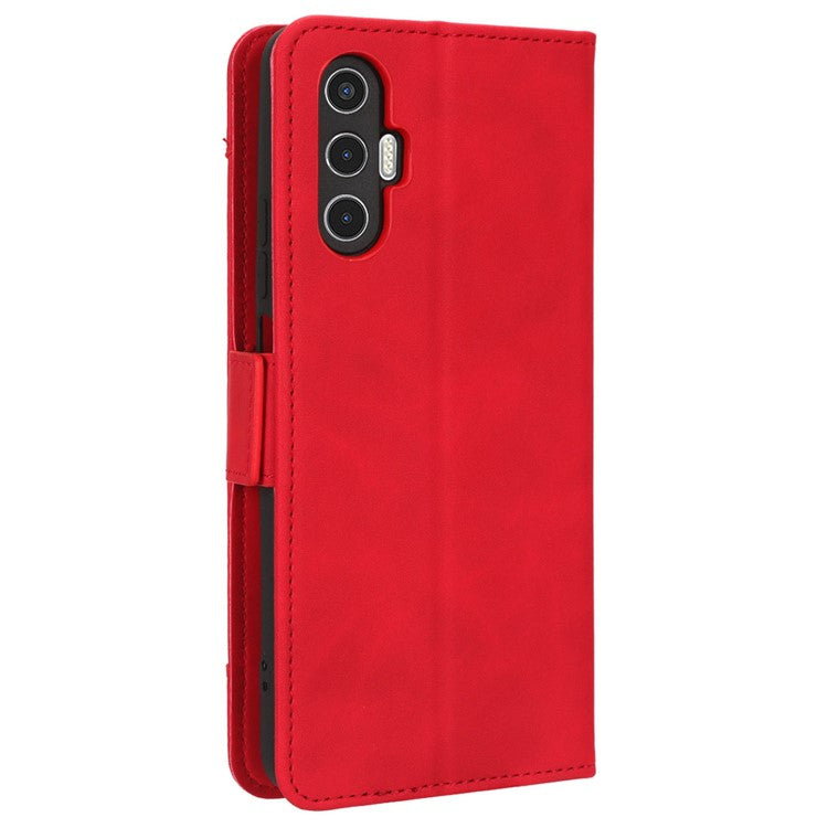 For TECNO Pova 3 4G Multiple Card Slots Fully Wrapped PU Leather Flip Stand Wallet Case Dual Magnetic Clasp Phone Cover - Red