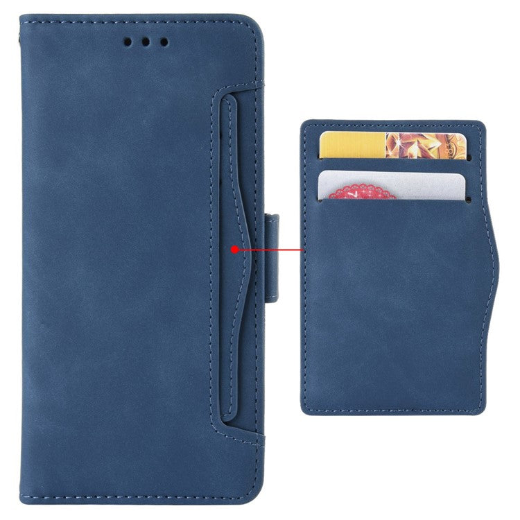 For TECNO Pova 3 4G Multiple Card Slots Fully Wrapped PU Leather Flip Stand Wallet Case Dual Magnetic Clasp Phone Cover - Blue