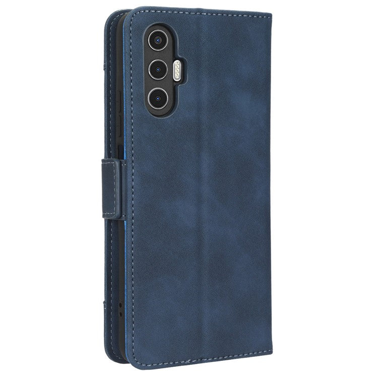 For TECNO Pova 3 4G Multiple Card Slots Fully Wrapped PU Leather Flip Stand Wallet Case Dual Magnetic Clasp Phone Cover - Blue