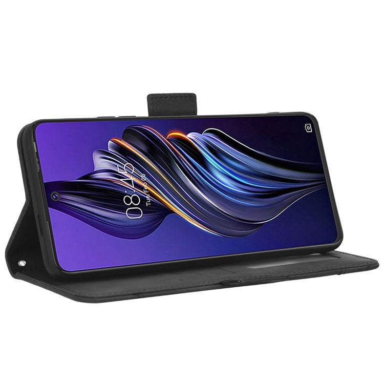 For TECNO Pova 3 4G Multiple Card Slots Fully Wrapped PU Leather Flip Stand Wallet Case Dual Magnetic Clasp Phone Cover - Black